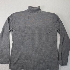 Utility Mens Gray 100% Cotton Ribbed Turtleneck Sweater Size S Made in Australia